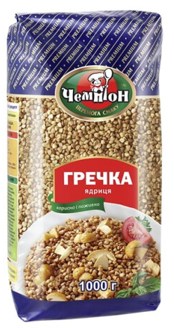 Крупа гречана ЧЕМПІОН, ядриця, швидкорозварювана, 1 кг